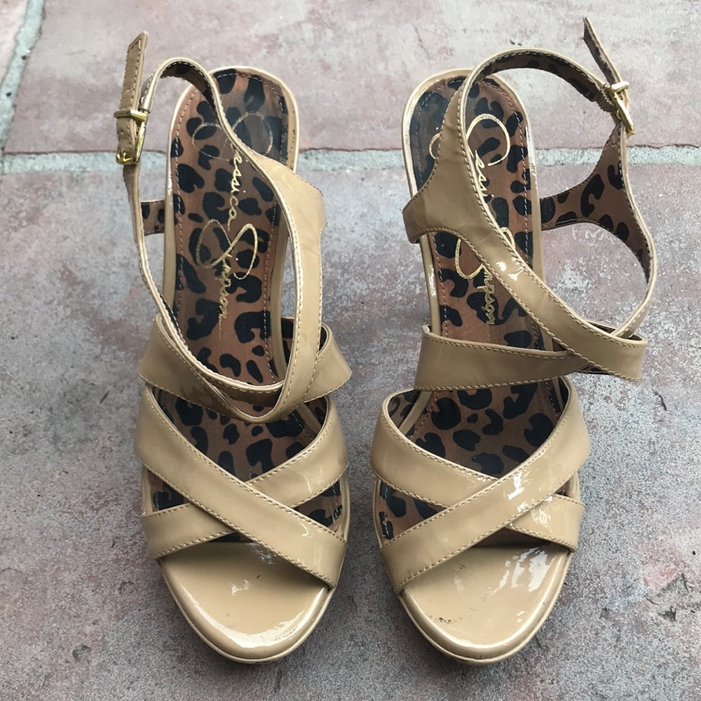 Strappy nude Jessica Simpson heels